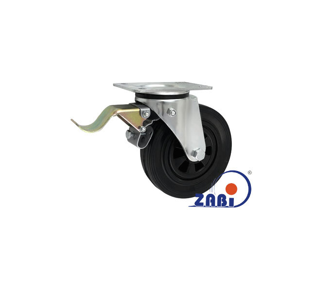 Колёса и наборы колёс, Колеса промышленные (пластик +резина), С поворотными опорами с тормозом с обозначением 55TH