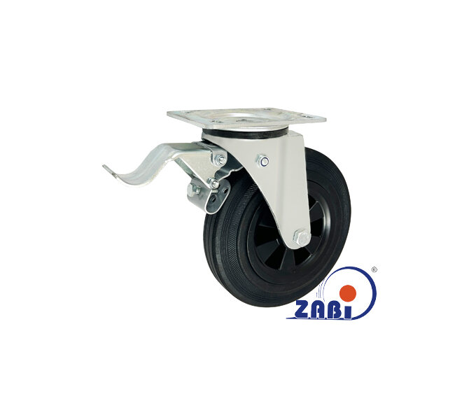 Koła i zestawy kołowe, Koła tworzywowo-gumowe, W obudowach skrętnych z hamulcem o symbolu 65T9H