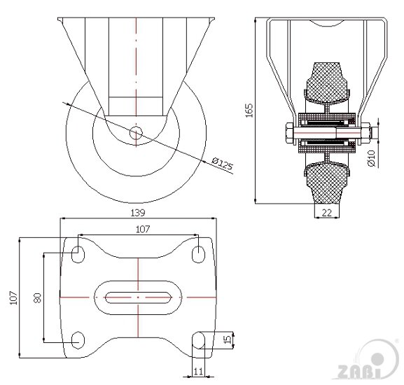 Колёса и наборы колёс, Колеса промышленные (пластик +резина), С неповоротными опорами с обозначением 23T