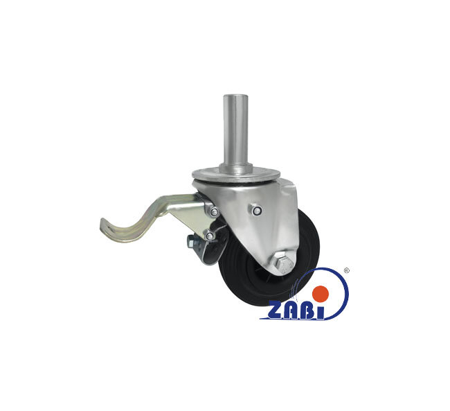 Räder und Rollen, Kunststoffgummiräder, Lenkrollen mit Zapfen und Bremse mit dem Symbol 26TH*25