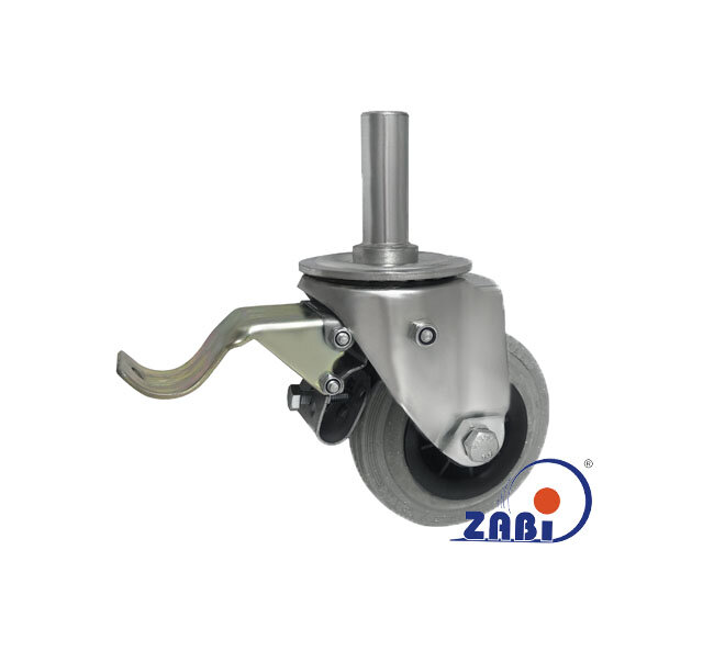 Räder und Rollen, Kunststoffgummiräder, Lenkrollen mit Zapfen und Bremse mit dem Symbol 26TSH*25