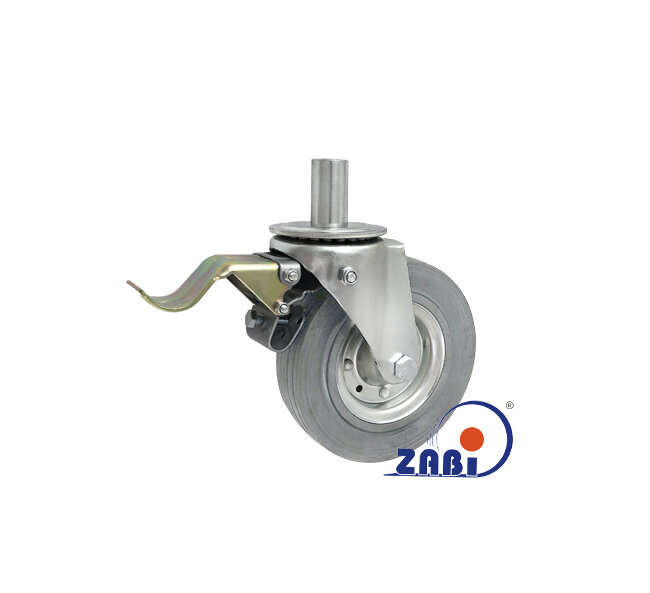 Колёса и наборы колёс, Колеса промышленные (металл +резина), С опорами со штекером и тормозом с обозначением 56SH*32