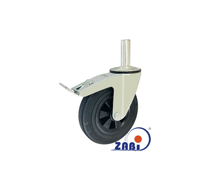 Колёса и наборы колёс, Колеса промышленные (пластик +резина), С опорами со штекером и тормозом с обозначением 66TH*25