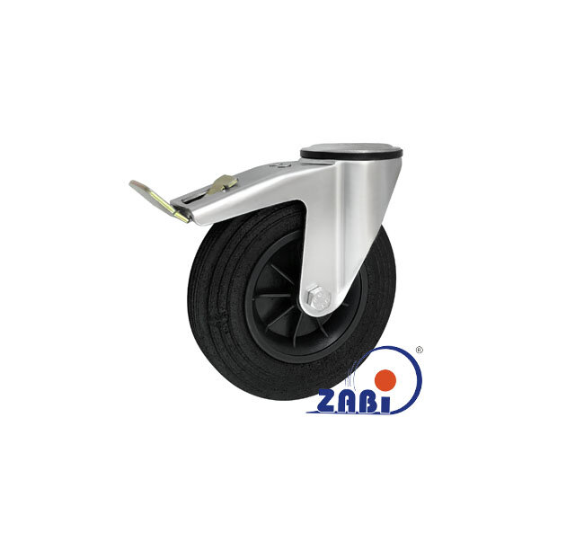 Räder und Rollen, Kunststoffgummiräder, Lenkrollen mit Rückenloch und Bremse mit dem Symbol 67TK9H