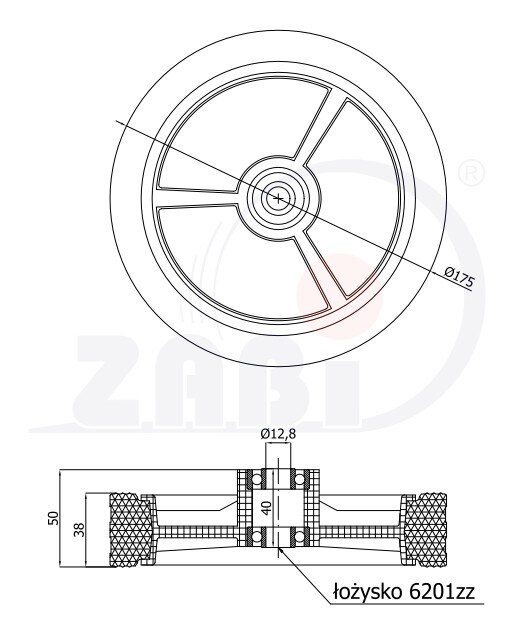 Колёса и наборы колёс, Колёса для газонокосилок, Отдельные колёса с обозначением K175Ł