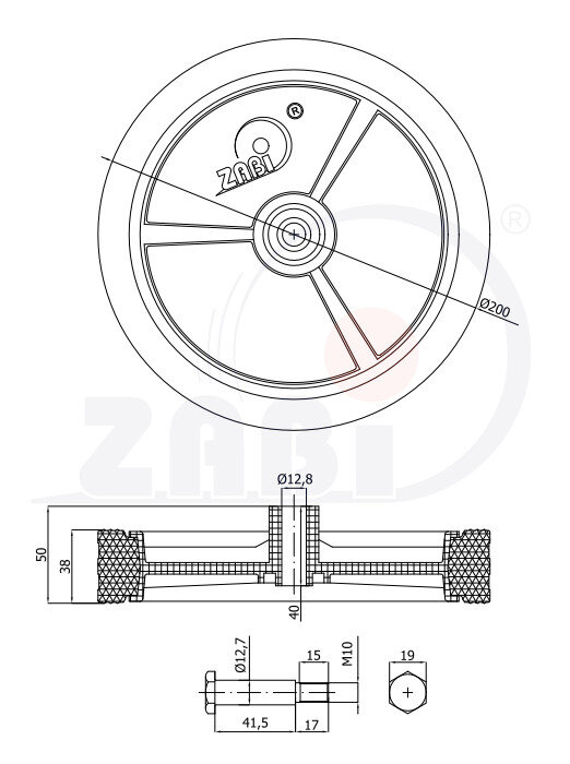 Wheels and sets of wheels, Wheels for mowers, Wheels for mowers with symbol K200*M10