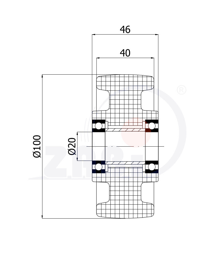 Колеса промышленные нейлоновые (полиамидные), Колеса промышленные нейлоновые (полиамидные), Отдельные колёса с обозначением 10BN/20
