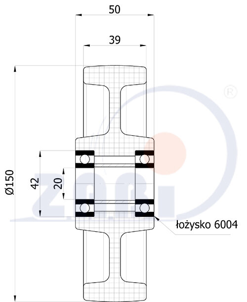 Koła poliamidowe, Do małych obciążeń, Koła o symbolu 70BN/20