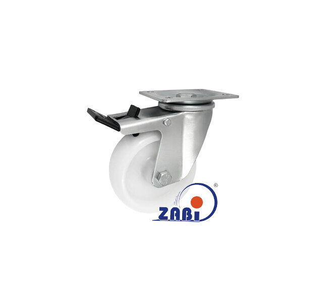 Колеса промышленные нейлоновые (полиамидные), Колеса промышленные нейлоновые (полиамидные), Колеса нейлоновые поворотными с тормозом с обозначением 25BZWH