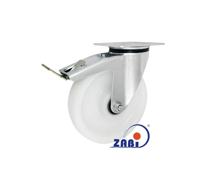 Колеса промышленные нейлоновые (полиамидные), Колеса промышленные нейлоновые (полиамидные), Колеса нейлоновые поворотными с тормозом с обозначением 65BNWH