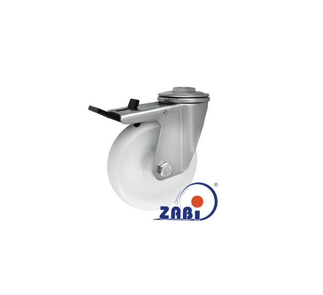 Koła poliamidowe, Do małych obciążeń, W obudowach z otworem i hamulcem o symbolu 27BWH