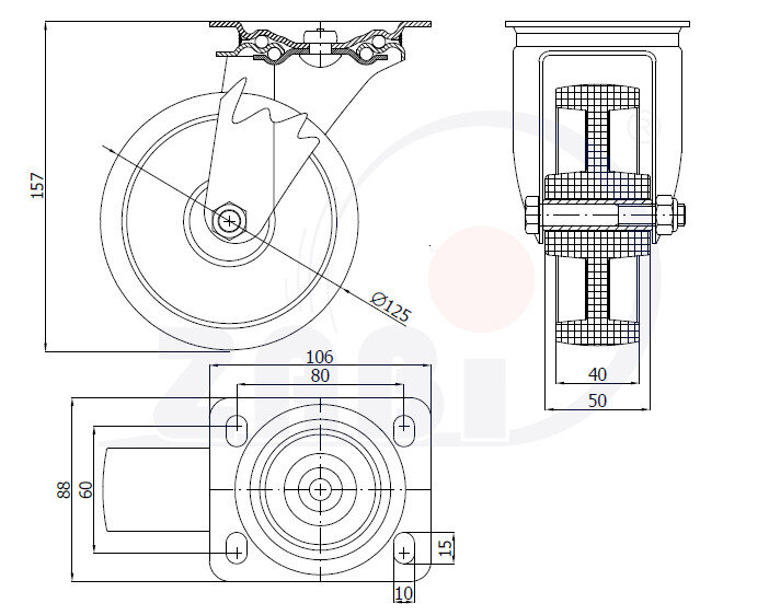 Колёса и наборы колёс, Колёса промышленные опорами из нержавеющей стали, С поворотными опорами из нержавеющей стали с обозначением 22MPPX9