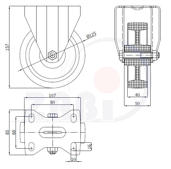 Колёса и наборы колёс, Колёса промышленные опорами из нержавеющей стали, с обозначением 23MPPX9