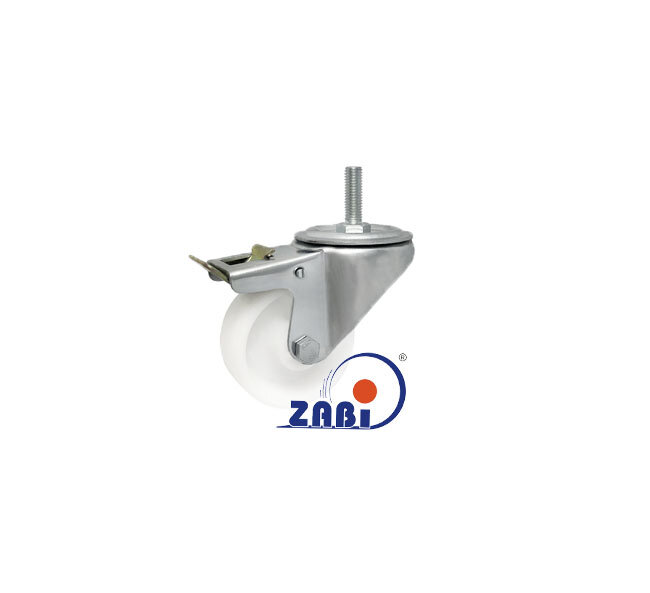 Колёса и наборы колёс, Колёса промышленные опорами из нержавеющей стали, В корпусах со штоком и тормозом с обозначением 7PPX9H*M10