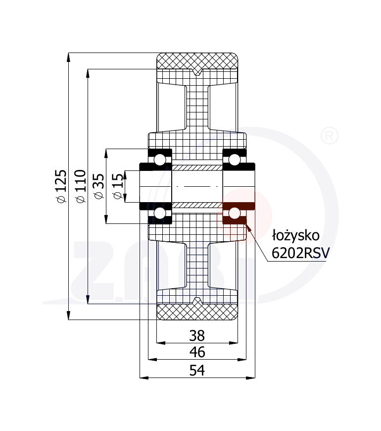 , Колеса нейлоновые + полиуретан, Отдельные колёса с обозначением 20BCN