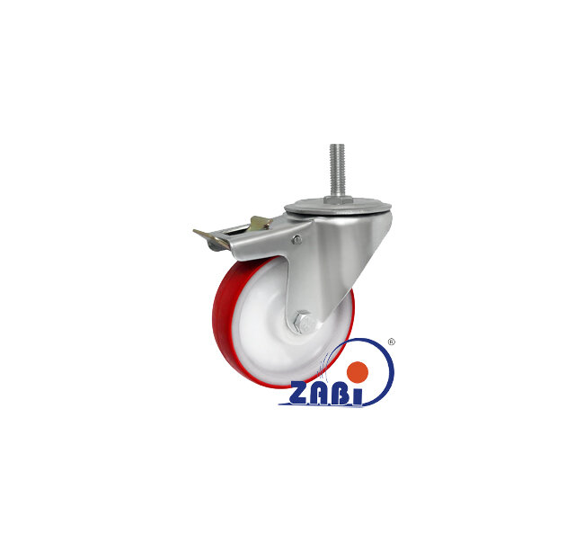 , Колеса нейлоновые + полиуретан, Колеса нейлоновые + полиуретан поворотные штырь + тормоз с обозначением 16BC9H*M12