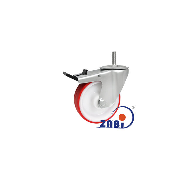 , Колеса нейлоновые + полиуретан, Колеса нейлоновые + полиуретан поворотные штырь + тормоз с обозначением 26MBCH*M10