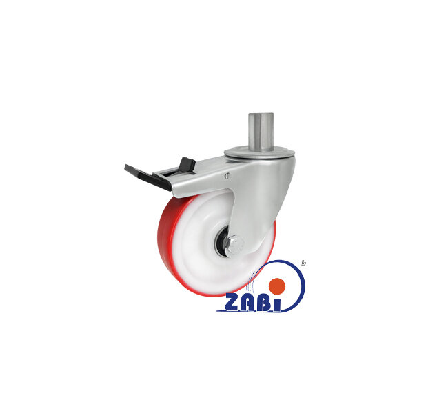 , Колеса нейлоновые + полиуретан, Колеса нейлоновые + полиуретан поворотные штырь + тормоз с обозначением 26MBCNH*24