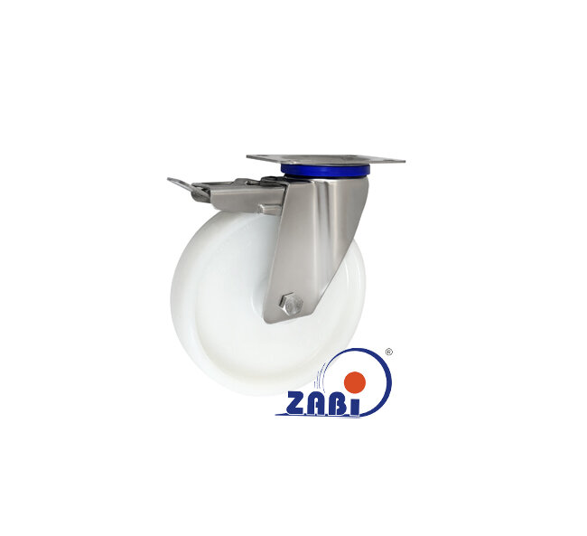 Koła i zestawy kołowe, Koła w obudowach ze stali nierdzewnej, W obudowach skrętnych z hamulcem ze stali nierdzewnej o symbolu 65BXH