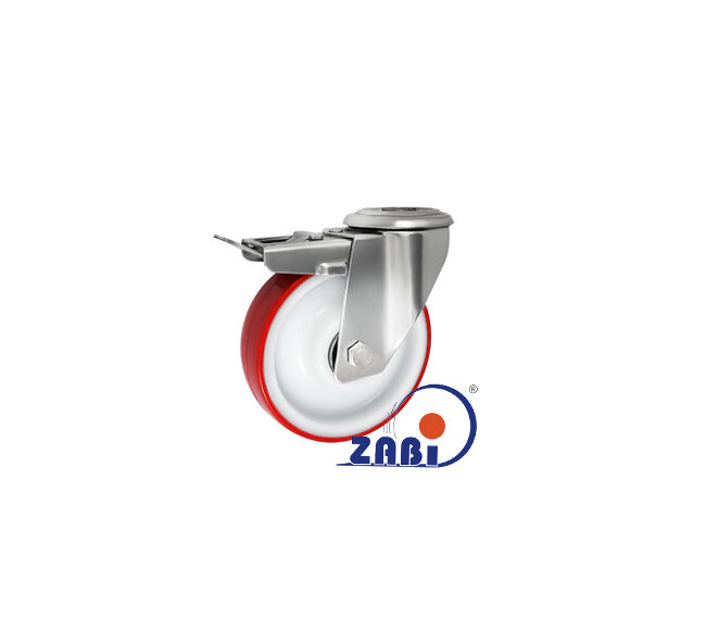 Koła i zestawy kołowe, Koła w obudowach ze stali nierdzewnej, W obudowach z otworem i hamulcem ze stali nierdzewnej o symbolu 47BCNXH