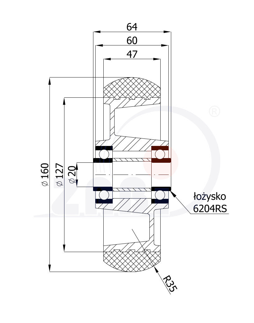 Колёса промышленные (алюминий + полиуретан), Колёса промышленные (алюминий + полиуретан), Отдельные колёса с обозначением A40PR