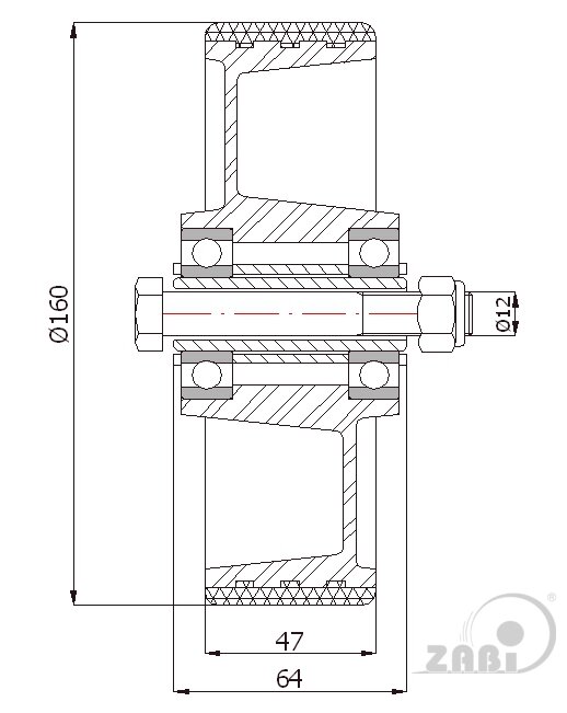 Колёса промышленные (алюминий + полиуретан), Колёса промышленные (алюминий + полиуретан), С набором для монтажа с обозначением A41P