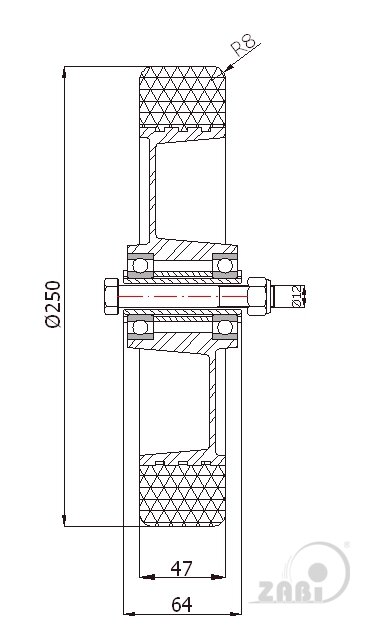 Колёса промышленные (алюминий + полиуретан), Колёса промышленные (алюминий + полиуретан), С набором для монтажа с обозначением A91P