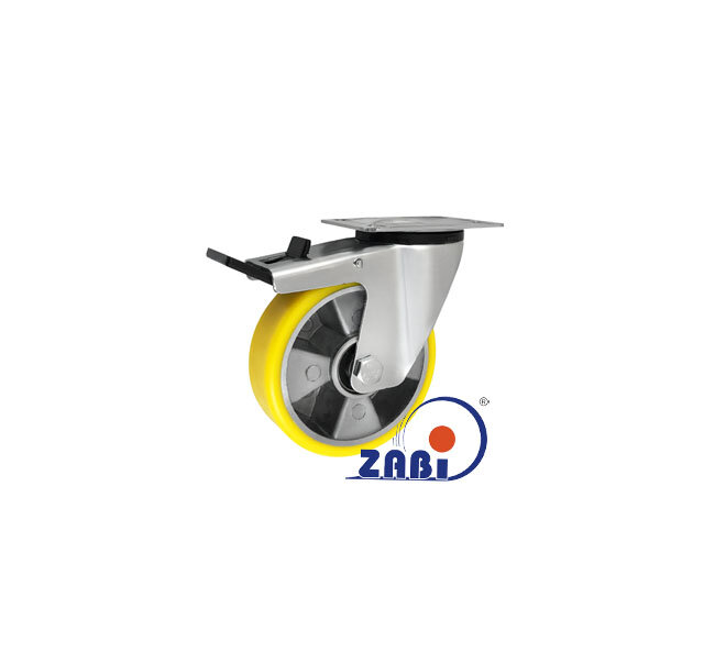 Колёса промышленные (алюминий + полиуретан), Колёса промышленные (алюминий + полиуретан), С поворотными опорами с тормозом с обозначением A25MPH