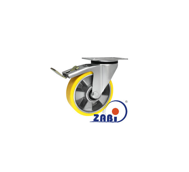 Колёса промышленные (алюминий + полиуретан), Колёса промышленные (алюминий + полиуретан), С поворотными опорами с тормозом с обозначением A45PWH