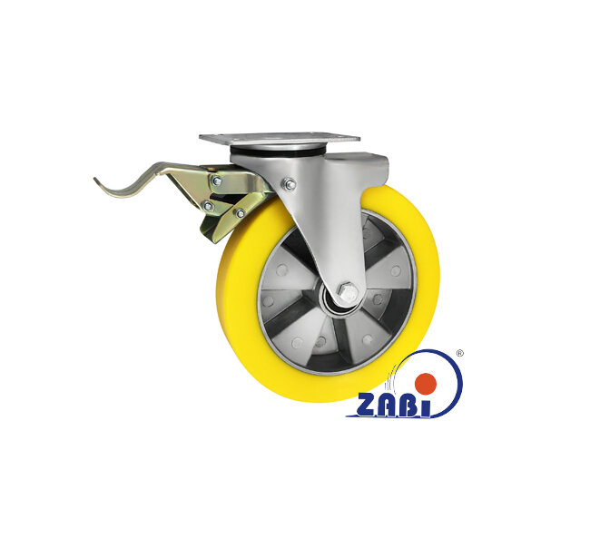 Koła aluminiowo-poliuretanowe, Do małych obciążeń, W obudowach skrętnych z hamulcem o symbolu A95PWH