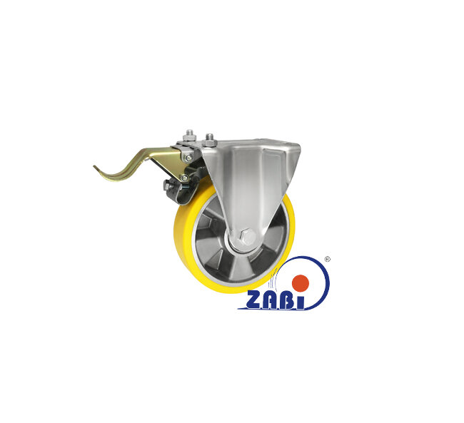 Koła aluminiowo-poliuretanowe, Do małych obciążeń, W obudowach stałych z hamulcem o symbolu A43PH