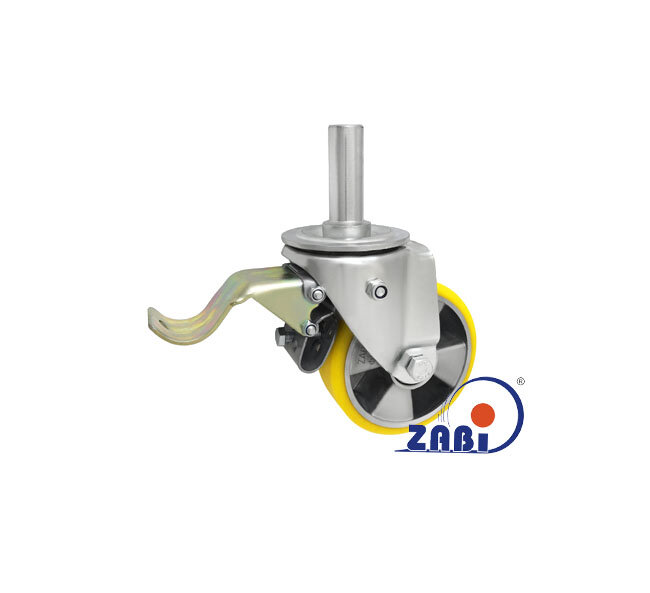 Колёса промышленные (алюминий + полиуретан), Колёса промышленные (алюминий + полиуретан), С опорами со штекером и тормозом с обозначением A26PH*25