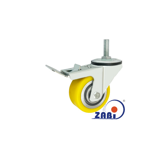 Aluminium-Polyurethan-Räder, Aluminium-Polyurethan-Räder, Lenkrollen mit Rückenloch und Bremse mit dem Symbol A7PH*M10