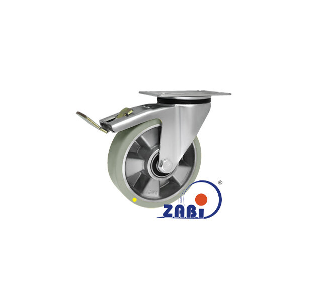 Koła elektrostatyczne, Koła elektrostatyczne aluminiowo-poliuretanowe, W obudowach skrętnych z hamulcem o symbolu A45PWH-AS