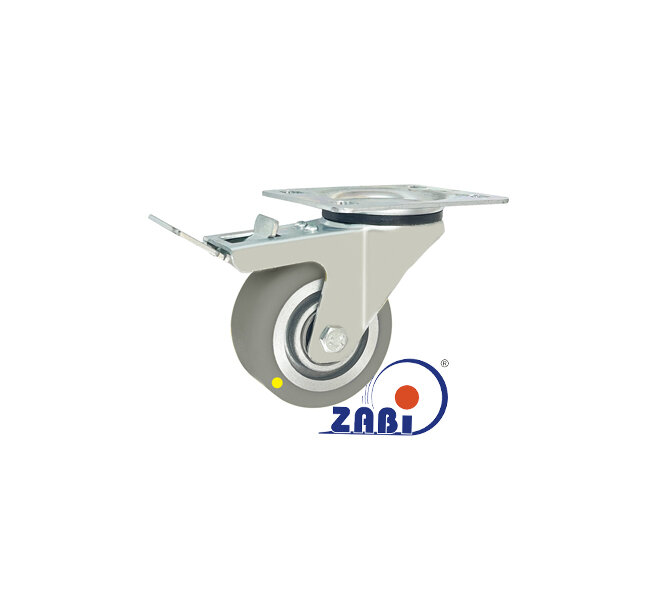 Antistatische Räder und Rollen mit Gummireifen, Antistatische Räder und Rollen im Gehäuse aus rostfreiem Stahl, mit dem Symbol A6PXH-AS