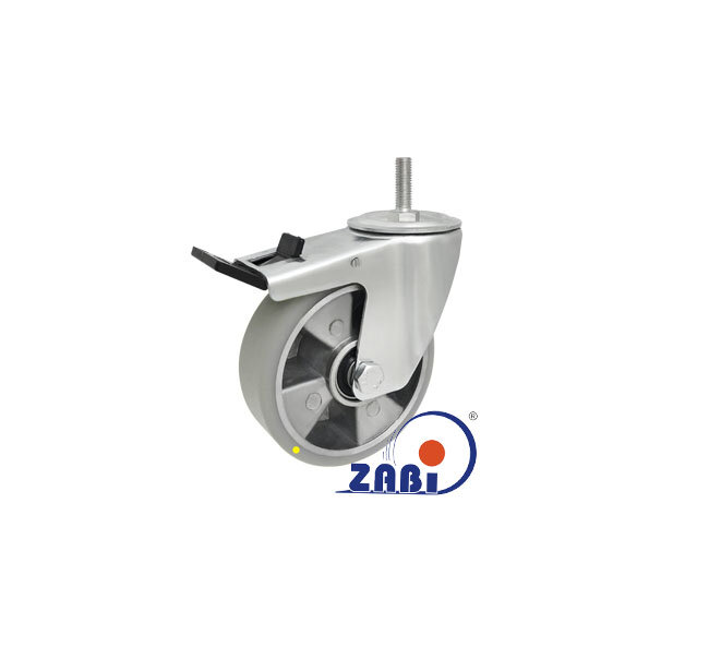 Koła elektrostatyczne, Koła elektrostatyczne aluminiowo-poliuretanowe, W obudowach z trzpieniem i hamulcem o symbolu A26MPH*M12-AS