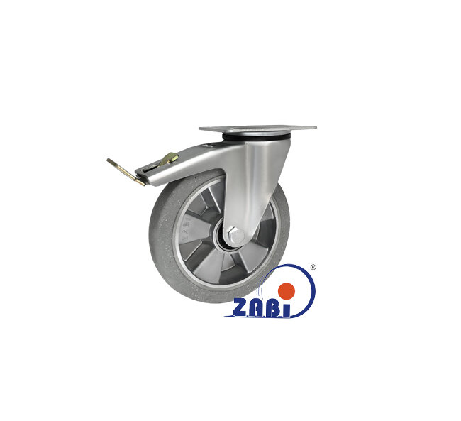 Колёса промышленные (алюминий +резина), Колёса промышленные (алюминий +резина), С поворотными опорами с тормозом с обозначением A65GSWH