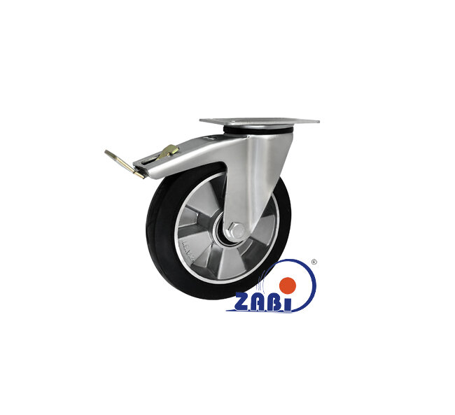 Колёса промышленные (алюминий +резина), Колёса промышленные (алюминий +резина), С поворотными опорами с тормозом с обозначением A65GWH