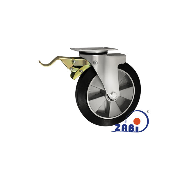 Колёса промышленные (алюминий +резина), Колёса промышленные (алюминий +резина), С поворотными опорами с тормозом с обозначением A95GWH