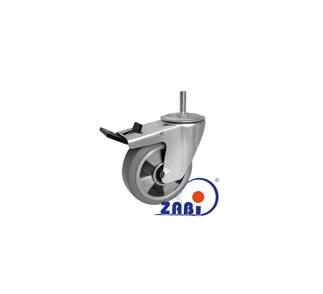 Koła aluminiowo-gumowe, Do małych obciążeń, W obudowie trzpieniem z hamulcem o symbolu A26MGSH*M10