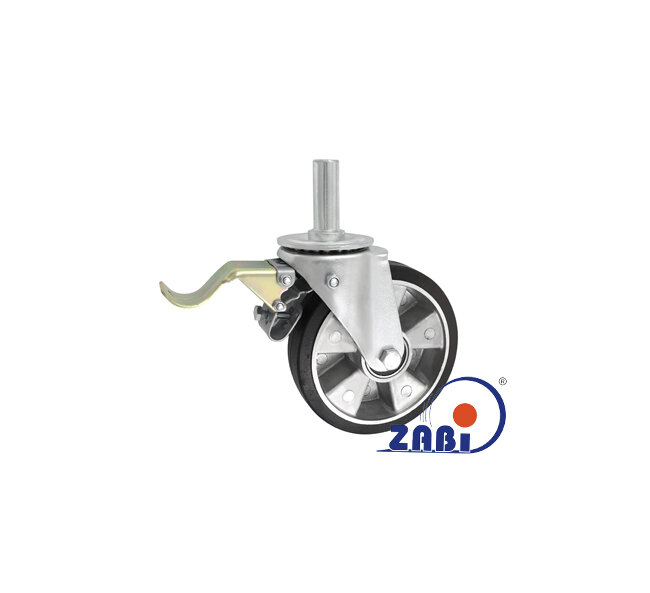 Koła aluminiowo-gumowe, Do małych obciążeń, W obudowie trzpieniem z hamulcem o symbolu A56GH*25