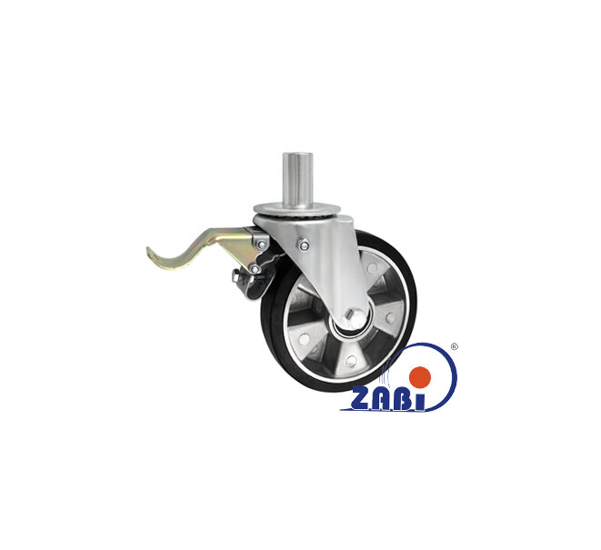 Koła aluminiowo-gumowe, Do małych obciążeń, W obudowie trzpieniem z hamulcem o symbolu A56GH*32