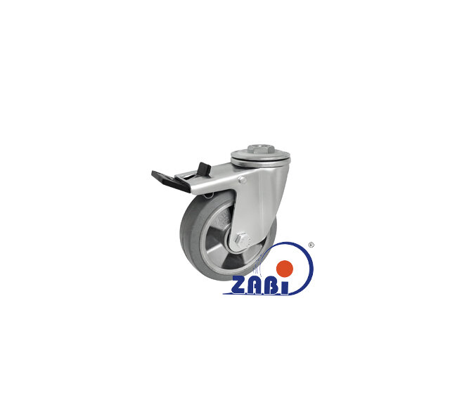 Koła aluminiowo-gumowe, Do małych obciążeń, W obudowach z otworem i hamulcem o symbolu A27GSWH