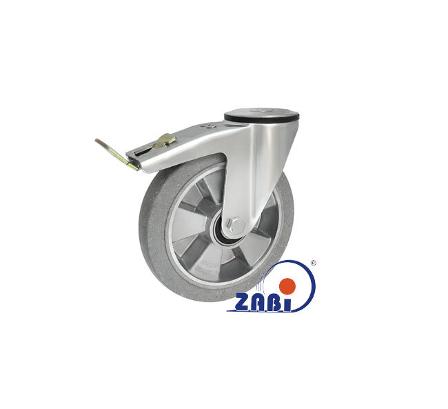 Koła aluminiowo-gumowe, Do małych obciążeń, W obudowach z otworem i hamulcem o symbolu A67GSH