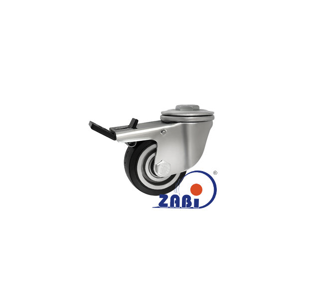 Колёса промышленные (алюминий +резина), Колёса промышленные (алюминий +резина), В корпусах с отверстием и тормозом с обозначением A8GWH