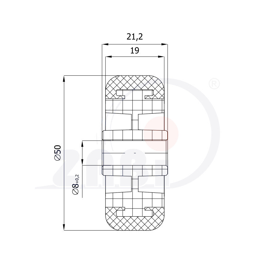 Колёса аппаратные (мебельные), Колёса аппаратные (мебельные), Отдельные колёса с обозначением M50T/8