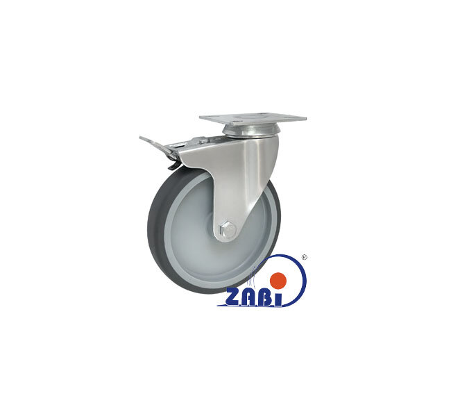 Apparaterollen und Räder/Möbelräder, Apparaterollen und Räder/Möbelräder, Lenkrollen mit Platte und Bremse mit dem Symbol M25TH