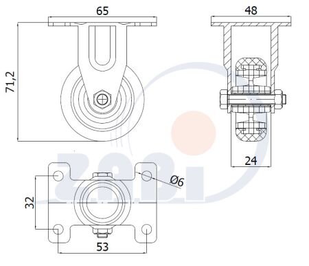 Apparaterollen und Räder/Möbelräder, Apparaterollen und Räder/Möbelräder, Bockrollen mit dem Symbol M53T
