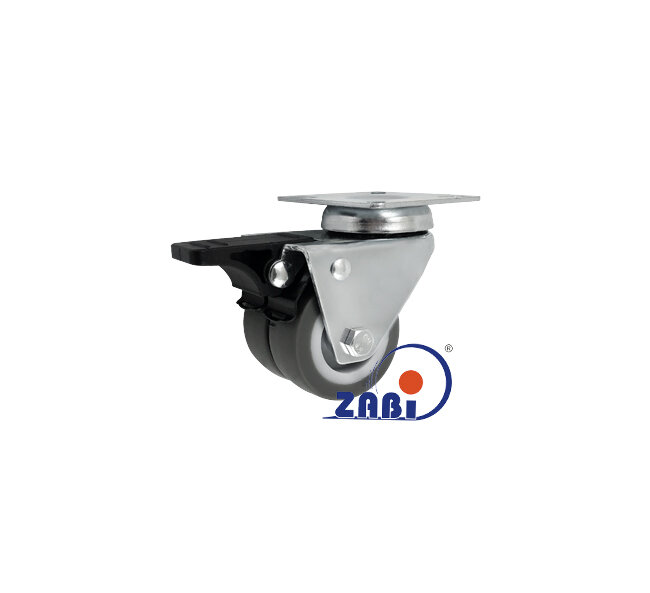 Колёса аппаратные (мебельные), Колёса пластиковые двойные тандем, В корпусах поворотных с тормозом с обозначением M52TH2