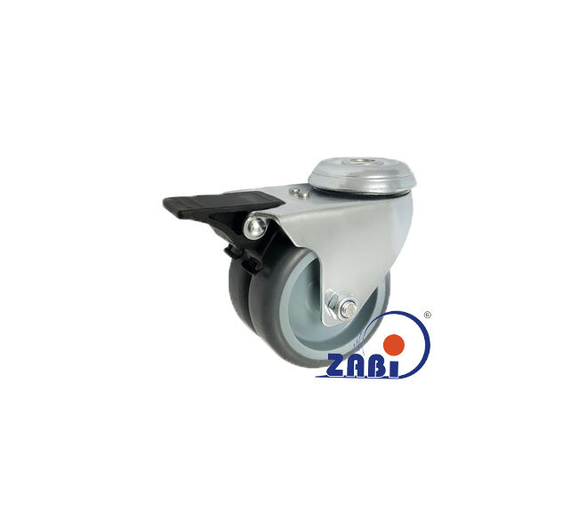 Колёса аппаратные (мебельные), Колёса пластиковые двойные тандем, В корпусах с отверстием и тормозом с обозначением M77TH2